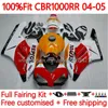 Corpo de molde de injeção para HONDA CBR-1000 CBR 1000 CBR1000 RR CC 04-05 Bodywork 115No.0 CBR-1000RR 1000CC CBR1000RR 04 05 CBR 1000RR 2004 2005 Kit de Feira do OEM Repsol Orange