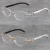 New Rimless Metal 1164 Grain Micro-paved Diamond Set Frames Black Mix White Buffalo Horn Eyewear Hommes Femmes Avec C Decoration18K Gold Glasses Frame Unisex Eyeglasses