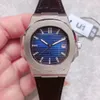 Nova versão U1 Relógios masculinos 40mm White Black Champagne Blue Dial 5711 Leather Strap Bands ETA 2813 Movimento Mecânico Transparente Automático Men's Wristwatches