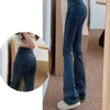 Flare Jeans Женщины с высокой талией брюки винтажные джинсовые брюки уличная одежда леди повседневная корейская модная джинсы для девочек светло -голубые L220726