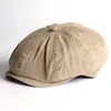 Krótki krawędź Solid Kolor Mężczyzn gazeta Hat Spring Summer Outdoor Vintage Elastyczność Dorosła Koreańska wersja Beret Painter Hat J220722