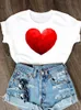 T-Shirt damski styl miłosny walentynki graficzny T Shirt odzież modne ubrania damskie z krótkim rękawem letnia koszulka z okrągłym dekoltem Cartoon top damski