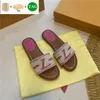 With box Raffia Embroidered Flat Mules designer slippers beach women shoes Pine Green Gold Sky Blue pink Black Brown Fuchsia flat slides luxury womens sandal W1PN