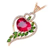 Chaînes bijoux avec ensemble de diamants verts en forme de coeur collier femme cristal rose colliers pendentifs