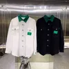 جودة عالية bv العنصر الأخضر وأشار طوق قميص العمل bottega 2022 فينيت عالية الشارع أزياء ماركة إلكتروني جلد الجيب معطف طويل الأكمام