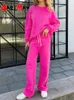 Spring Tracksuit swobodne damskie spodni garnitur niebieski bluza bawełna 2 -częściowe zestawy damskie stroje oversize szerokie spodnie dla kobiet 220801