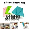 26 stks / set siliconen gebak tas tips keukengereedschap diy icing piping crème herbruikbare tassen met 24 nozzle cake decorating tool