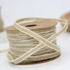 Party 10M/Roll Jute Burlap Rolls Hessian Ribbon مع Lace Vintage Rustic Wedding Decoration Party Diy Crafts Hishaft Gifting 40-50epcket