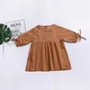 Vestidos de niña Vestido de manga corta de verano para niñas Color calabaza Niños pequeños Niños Vacaciones Ropa de playa para niños 1-4YrsGirl