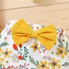 Clothing Sets Piece Baby Girl's Clothes Solid Colour Romper Tops Floral Bowknot Shorts Headband Three Pieces Outfit Set 0-18M Pour Enfan