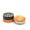 3 Layers Zinc Alloy Hamburger Shape Grinders Smoking Accessories Mix Colors Herb Grinder 55mm OD Diameter Plastic Material Crushers With Display Box GR393