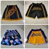 Team Basketball Short City Versione Just Don Bear Pantaloncini sportivi Pantaloni Hip Pop con tasca con cerniera Pantaloni sportivi Viola Bianco Nero Blu Giallo moda