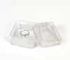 100st 55x55mm Transparent Floating Display Case Earring Gems Ring Smyckesupphängning Förpackning Box Pet Membrane Stand Holder B1024