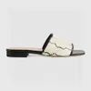 2022 Moda Tasarımcısı Lady Flat Sandalet Metal Toka Logosu Yüksek Kalite Orijinal Lüks Zarif 33-45