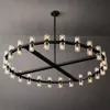 Arcachon LED Round Chandelier Lamp Modern Black Ceiling Chandelier Home Decor Clear Crystal Cup Hanging Lustre for Living Room