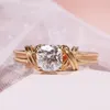 Schmuck Frauen Hochzeit Geschenke Ring Gold Ring klassische Zirkonia Ringe