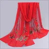 Spring And Summer Women Scarf Pashmina Shawl Printed Cape Silk Chiffon Polyester Tippet Muffler 60 160cm