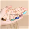 Artes e artesanato Drruzy Crystal Natural Stone Pingente Gold Edge Style Oval Style Amethyst Rose Quartz Chakra Healing Jewel Sports2010 DHT3F