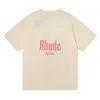 O9WM Men's t Shirt 2023 New Fashion Brand Rhude High Street Los Angeles Short Sleeve Men and Women Loose Pullover Trend Bottoming Fat Guy Te