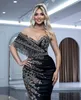 2022 Plus Size Arabic Aso Ebi Black Mermaid Luxurious Prom Dresses Lace Pärled Crystals Evening Formal Party Second Reception Birthday Engagement Gowns Dress ZJ664