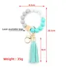 Wooden Tassel Bead String Bracelet Keychain Food Grade Silicone Beads Bracelets Women Girl Key Ring Wrist Strap