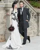 Laço preto e vestidos de casamento de sereia de cetim branco Sweetheart vestidos nupciais góticos vestidos de novia vestidos nupciais robe de mariage
