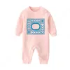 In stock newborn baby Rompers Boys girls Fashion kids designer print pure cotton Long short sleeve Jumpsuits children's clothing Gu0711