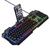 Milang T806 Metal Ferro Placa Manipulador Sinta-se Teclado Teclado Mouse Set Wired Colorido Colorido Luminoso Flutuante Keycap Acessórios para jogos E198U