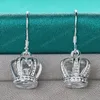 Pendientes colgantes de corona de plata de ley 925 para mujer, joyería con dijes de moda para fiesta de compromiso y boda
