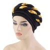 Nowy afrykańskie cekinowe błękitne turban automatyczne żelki aso okefor headtie kobiety plisowana czapka designerka prasowa maski do włosów akcesoria do włosów