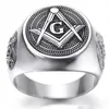 Högkvalitativ ring 316 Rostfritt stål MEN039S Maoson Masonic Silver Black Rings Mason Jewelry Unique Design Högklass9645222