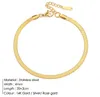 4mm 14K Guldpläterad platt orm Anklets Chain Link Dainty Ankel Armband för kvinnor Boho Summer Beach Anklet Armband