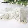 50pcs/Lot Ribbon Piramid Laser Cut Wedding Wedding Favor Candy Gift Chocolate Box White Pink 220427