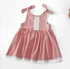 Ins styles girl dress kids summer 100% cotton Solid color suspender With Lace Design Princess casual elegant dresses