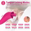 Rose tunga slickande vibrator teleskopklitstimulator vagina massage nippel avsugning kvinnlig onani sexiga leksaker för kvinnor