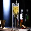 Emballage cadeau Coupe de fête en verre de champagne à double paroi pour anniversaire Noël Cadeaux de mariage Sac SW161Gift