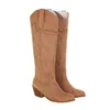 V الفم Western Western Cowboy's Boot High Cheels Boots Boots Boots سميكة كبيرة النساء 40 45 0712