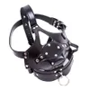 camaTech Adjustable Strap On Dildo Gag Harness For Couples PU Leather Half Face Bondage Hood Mask with Penis Women sexy Toys