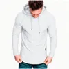 Men s casual fashion solid color long sleeved T shirt with Hood Summer sports 220712