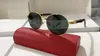 Carti Designer Glasses Man Sunglasses for Women C Decor Round Rimless Buffalo Horn Gold Silver Metal Wooden Frame Oversized Fashion Driving