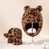 Faux Fur Baby Winter Hat Luves Leopard Kids Hats Baps com Flaps de Flaps de Flaps Baby Beanie Filhos Capinho para meninos meninos 1-4Y