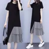 Дизайнерское платье повседневные длинные платья плюс размер для женской одежды Новая крупная корейская средняя юбка для футболки с длинным рукавом