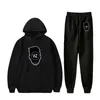 Men's Tracksuits Print WADZEE Fall Suit Hoodies Hooded Ankle Banded Pant Two Piece Set Street Clothes The Pants Fashion Casual PulloversMen'