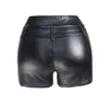 LOGAMI High Waist Pu Leather Shorts Women Zipper Moto & Biker Shorts Skinny Black Summer Autumn 220419