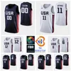 Impreso 2023 Copa del Mundo FIBA Baloncesto EE. UU. 8 George King Jersey 7 Cody Demps 12 Michael Frazier II 11 DaQuan Jeffries 6 Bell 14 Eric Mika 10 William Davis Azul marino Blanco