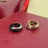Anello di lusso per gioielli Donia Designer di anelli in acciaio al titanio a tre anelli lucidi di moda europea e americana con scatola