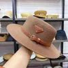 Luxe P Letter Flat Top Straw Hat For Women Men Travel Beach Shade Tide Hats Fashion Four Season Caps 5 Color