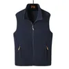 FGKKS Spring Autumn Men Casual Vest Jacket Solid Color Stand Collar Polar Fleece Fishing Vandring Par Varm kappa Male 220727