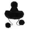 Visors Trendy Snow Caps Fake Fur Strap Slouchy Lady Beanie Winter Hat HatVisors