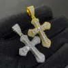 Hip Hop Full Colorful Cubic Zirconia Cross Pendant Necklace Religious Jewelry